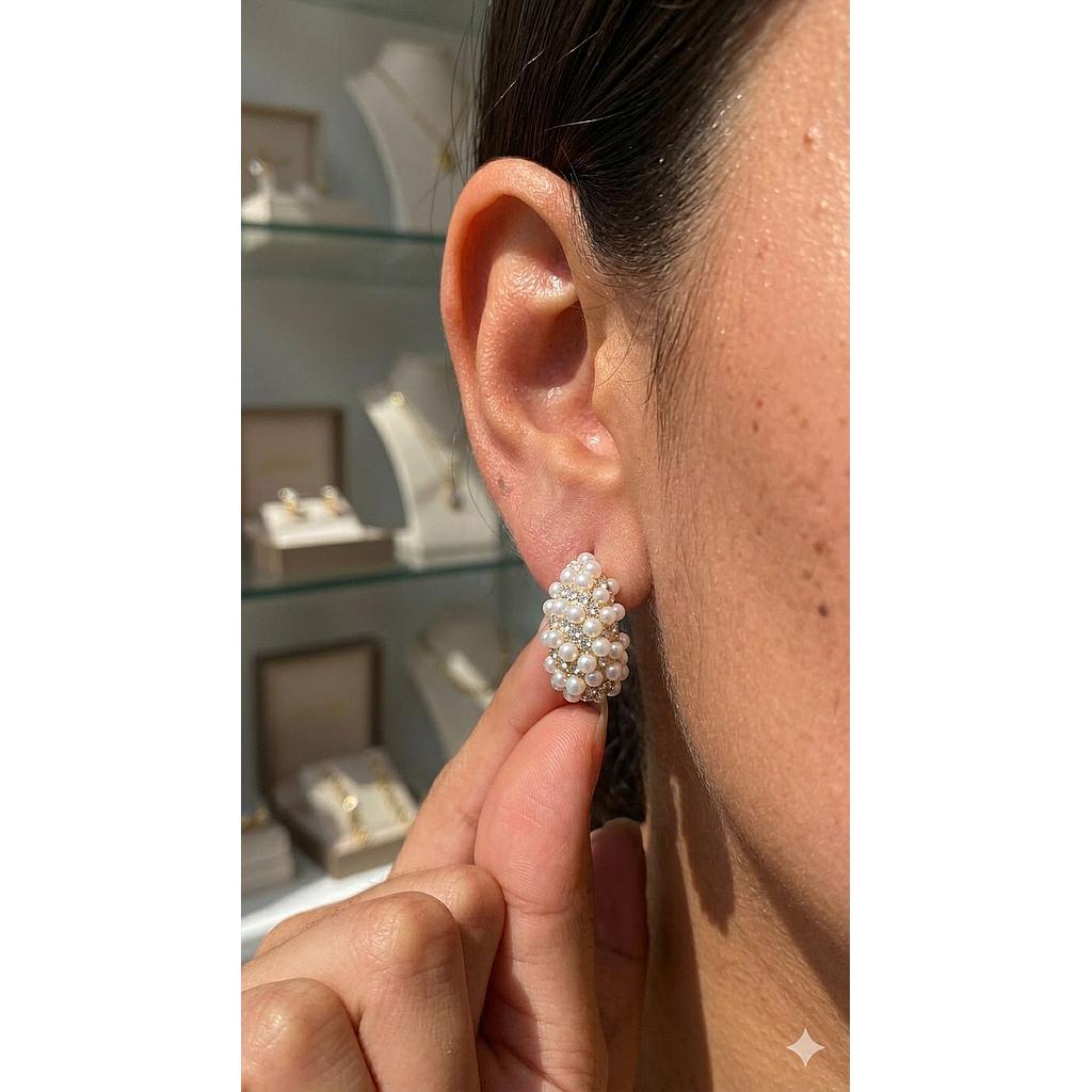 ARETES DE PERLAS ORO LAMINADO