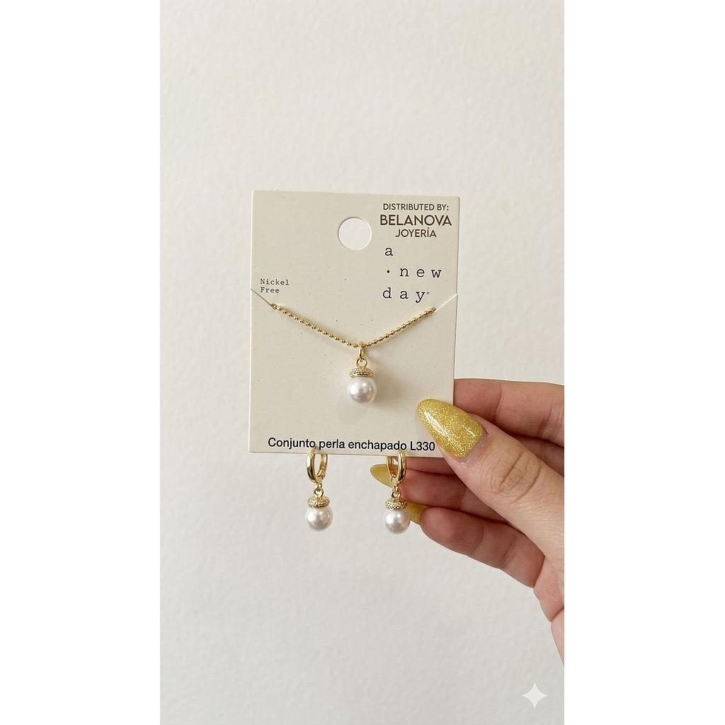 SET DE PERLAS ORO LAMINADO